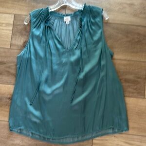 Teal Ruched Relaxed Sleeveless Blouse